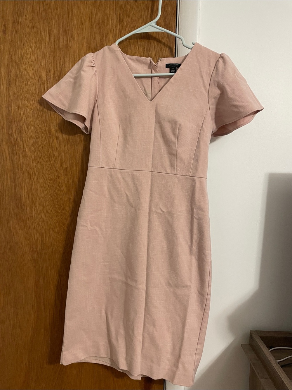 Ann Taylor Blush Pink V-Neck Sheath Dress